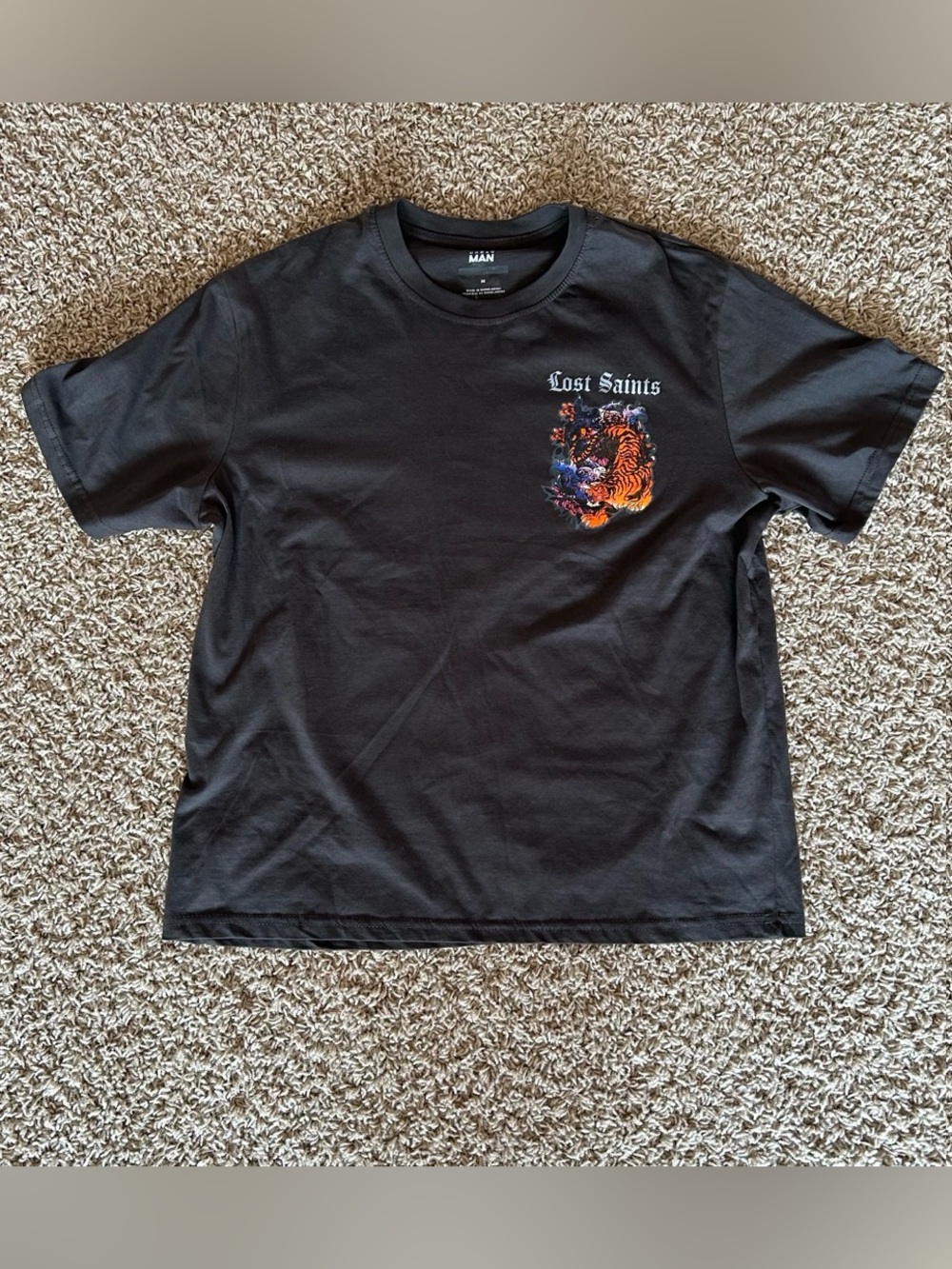 Black Graphic Kids T-Shirt with Colorful Dragon Print